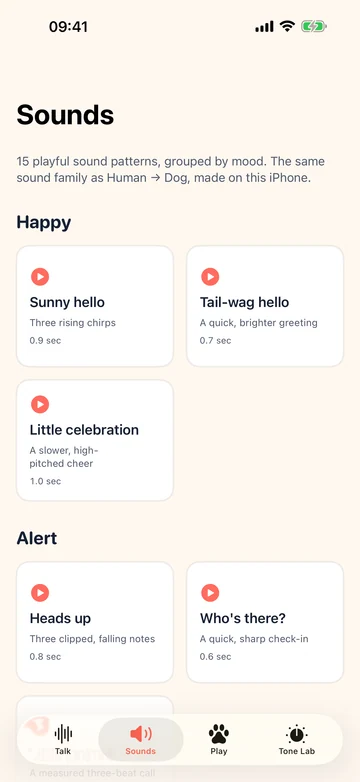 Human to Dog Translator: Play sound collection with playful dog-themed sound patterns