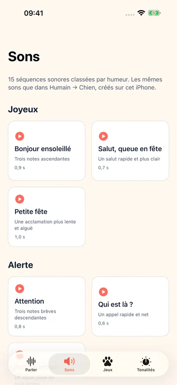 Collection de sons ludiques dans Human to Dog Translator: Play
