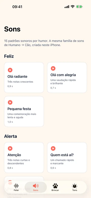 Coleção de sons divertidos do Human to Dog Translator: Play organizada por grupos